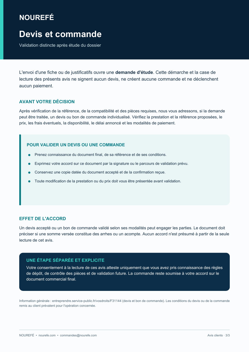 Page 3 : validation des devis et commandes